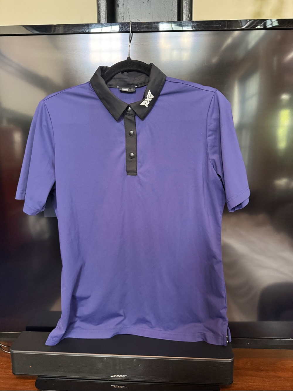 PXG Women’s Short Sleeve Polo in navy with Black Collar